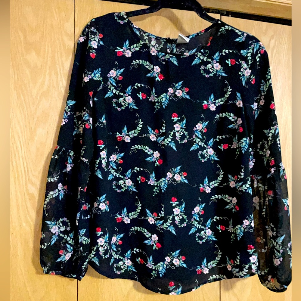 Disney x Lauren Conrad Collection by LC Snow White Peasant floral Top Size Small